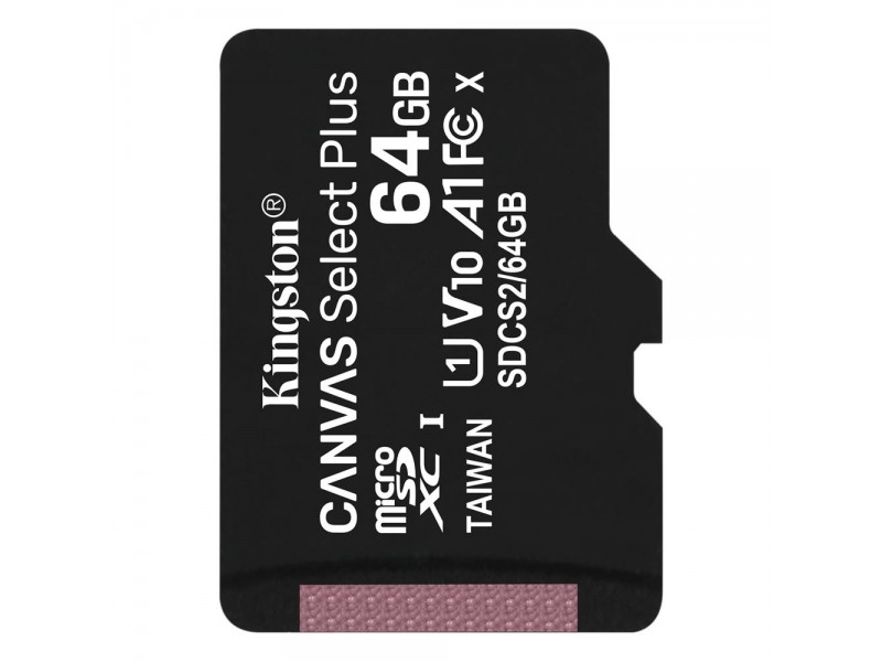 Kingston karta pamięci microSDHC Canvas Select Plus 64GB | class 10 | UHS-I | 100 MB/s