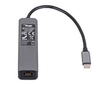 Akyga Hub USB AK-AD-66 type C do 3x USB 3.0 z kartą sieciową 10/100/1000 15cm