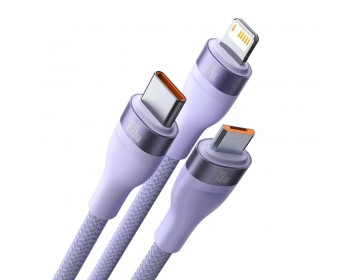 Baseus kabel 3w1 Flash II USB + USB-C Lightning + USB-C + microUSB 1,5 m 3,5A fioletowy 100W