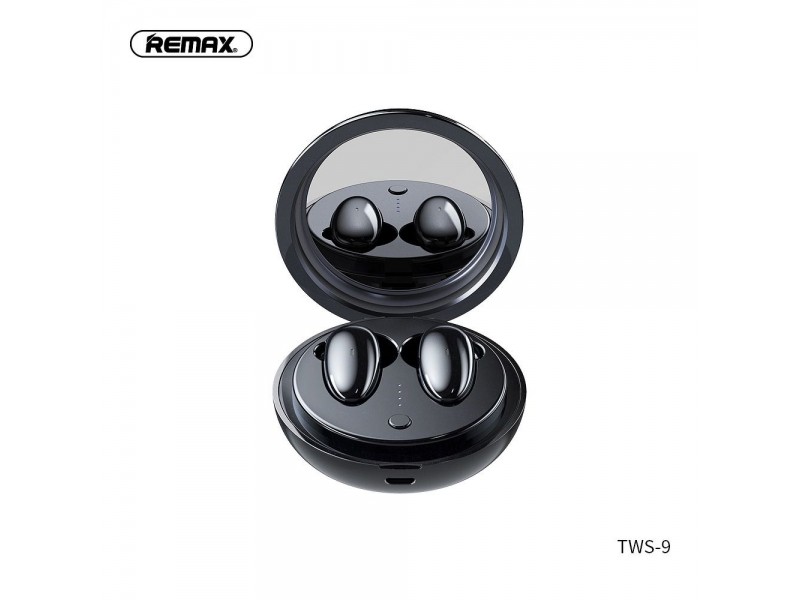 Remax słuchawki bezprzewodowe/bluetooth TWS-9 ze stacją dokującą i lusterkiem czarne