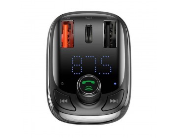 Baseus Transmiter FM bluetooth MP3 z ładowarką samochodową 2 x USB 4,8A S-13 czarny CCMT000101
