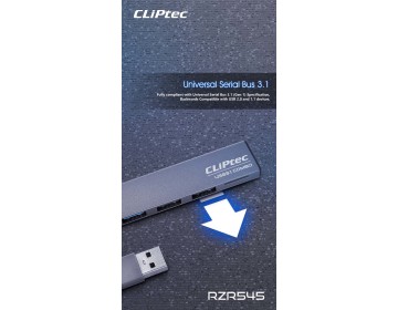 Cliptec Adapter HUB USB na USB 3.1 + 2xUSB 2.0 + microSD Slim Combo RZR545 szary