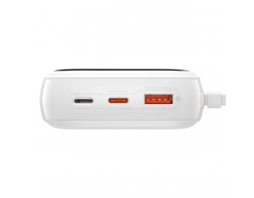 Baseus power bank 20000mAh Qpow Pro USB + Typ C PD 20W z kablem Lightning PPQD060202 biały