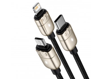 Baseus Kabel Year of the Tiger 3w1 USB na Typ C, Lightning, micro USB 3,5A 1,2 metra CASX010001 czarny