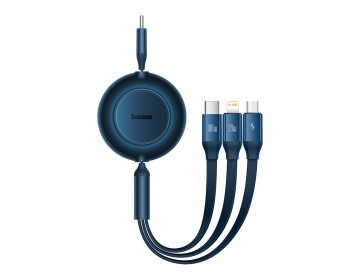 Baseus Kabel Bright Mirror 2 3w1 Typ C na micro USB, Lightning, Typ C 100W 1,1 metra CAMJ010203 niebieski