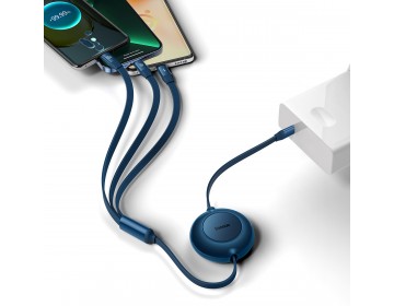 Baseus Kabel Bright Mirror 2 3w1 Typ C na micro USB, Lightning, Typ C 100W 1,1 metra CAMJ010203 niebieski