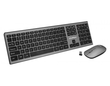 Cliptec Zestaw klawiatura multimedialna + mysz optyczna 1200DPI Slimline Air RZK350 bezprzewodowe szare